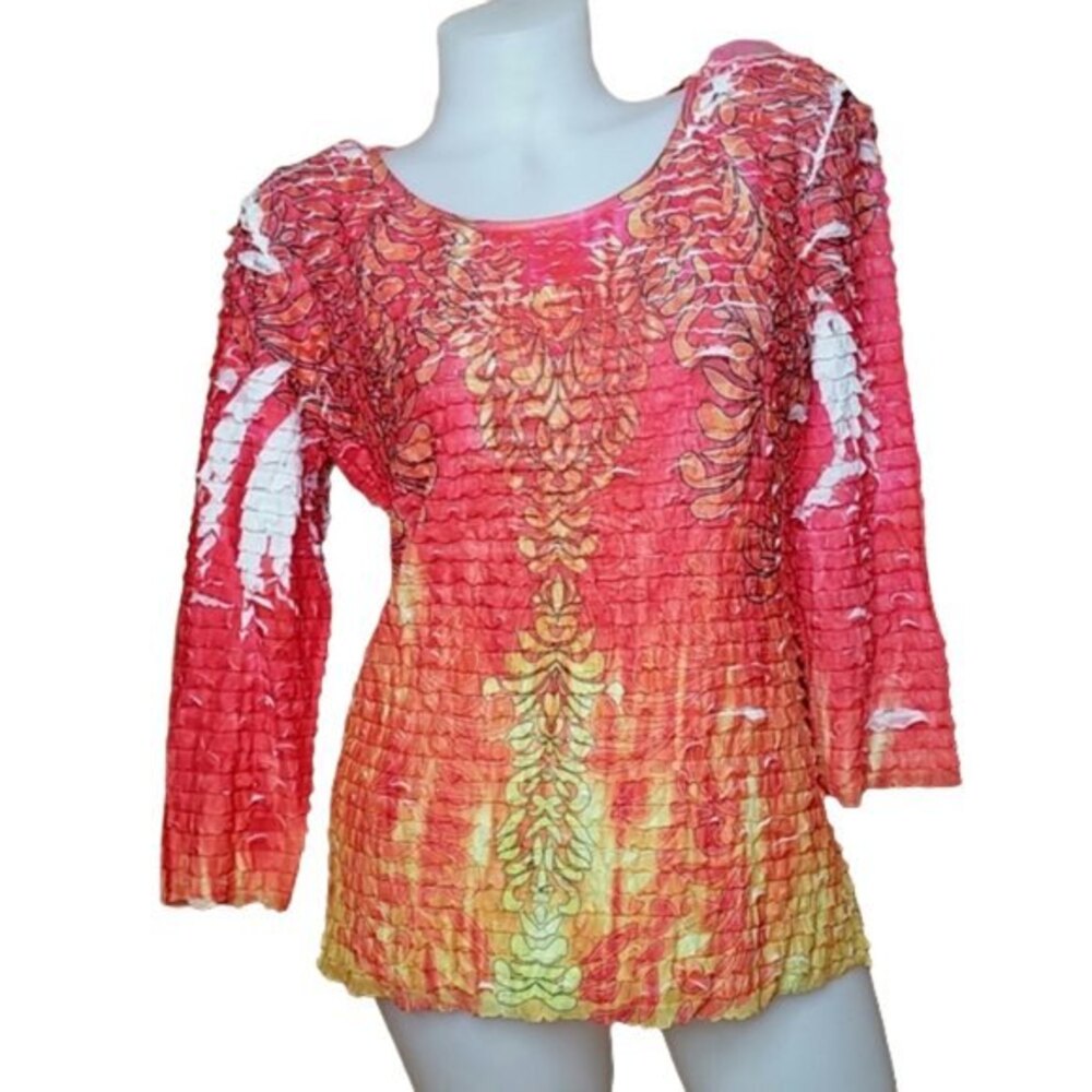Notations Eyelash Blouse Top Orange Size Large
